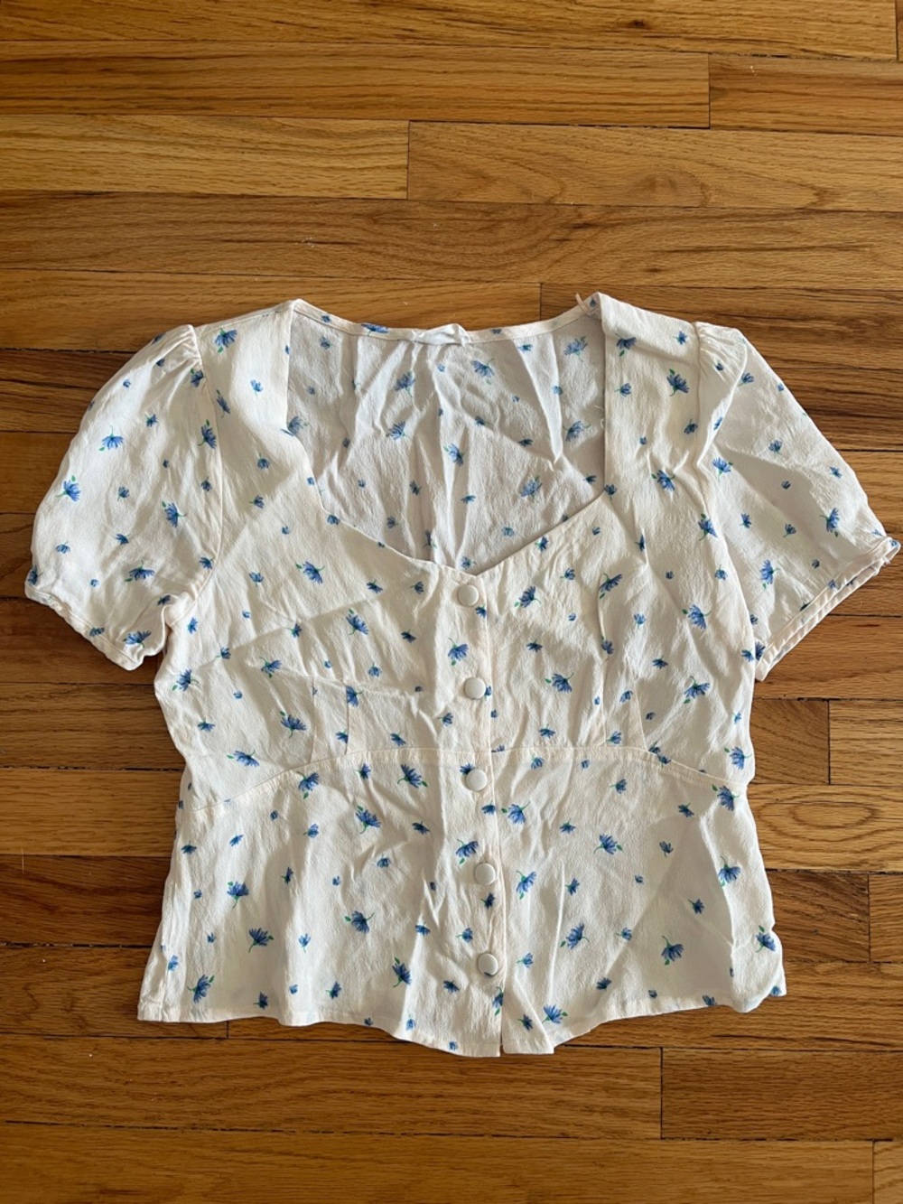 Sophie Rue White Blouse with Blue Floral Print
